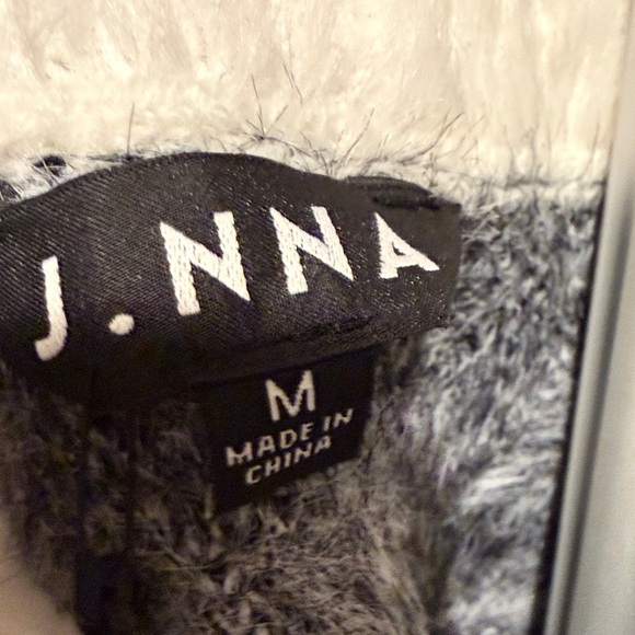 J.NNA Fuzzy Black and White Crop Top​ - Picture 2 of 3